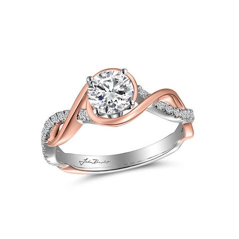 14k White & Rose Gold Engagement Ring with 24 accent diamonds