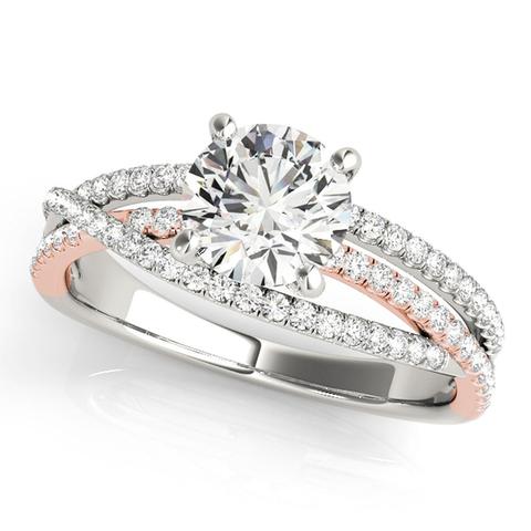 Multi-Row 14kt White and Rose Gold Engagement Ring