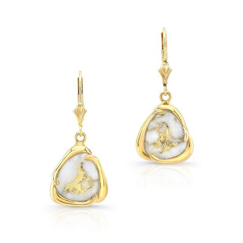 Gold and Quartz Drop Earrings