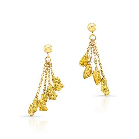 Gold Nugget Dangle Earrings