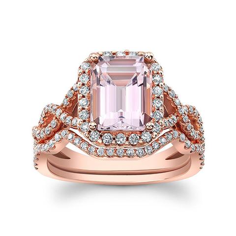 14k Rosegold Morganite and Diamond Engagement Ring