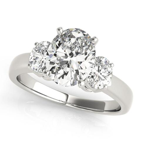 3-Stone Oval 1/2 Ct Diamond Engagement Ring