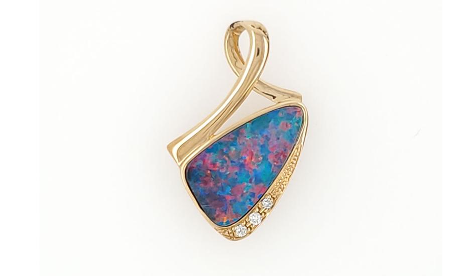 Opal Doublet Pendant with Diamond Accent